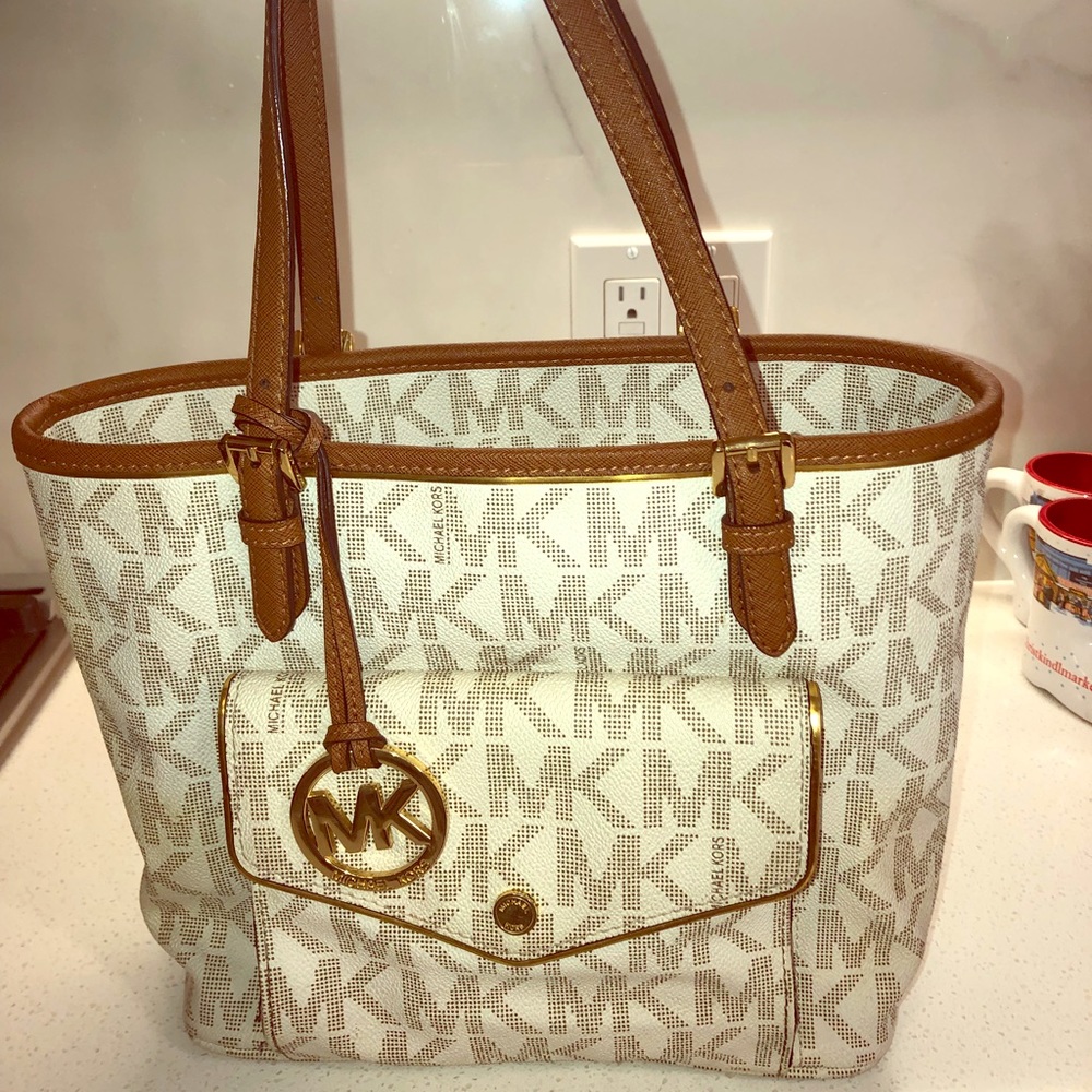 Large white & gold Michael Kors purse